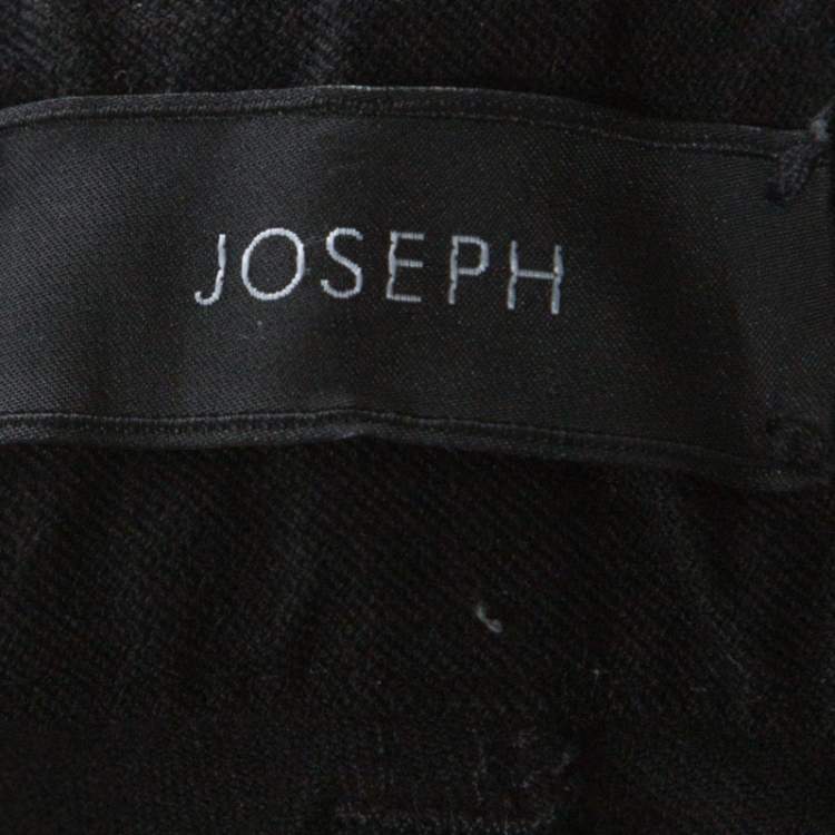 Pre Owned Joseph Black Cotton Blend Skinny Fit Ankle Zip Detail Stretch Trousers S