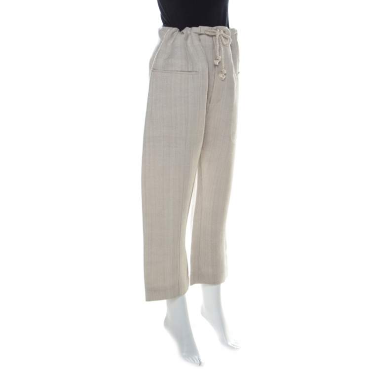 Pre Owned Joseph Beige Jute & Silk Blend Ombria Hessian Suiting Trousers L