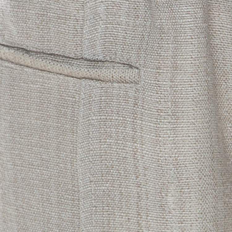 Pre Owned Joseph Beige Jute & Silk Blend Ombria Hessian Suiting Trousers L