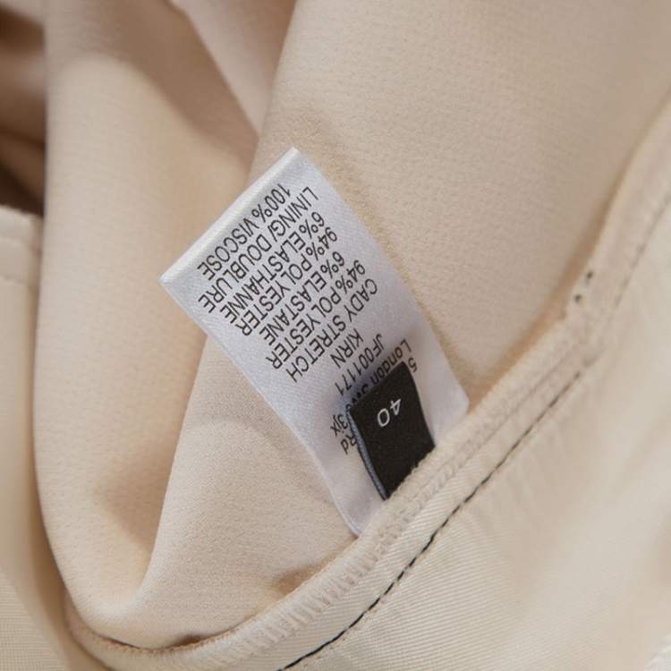 Pre Owned Joseph Cream Crepe Contrast Stitch Wide Leg Kirn Trousers M