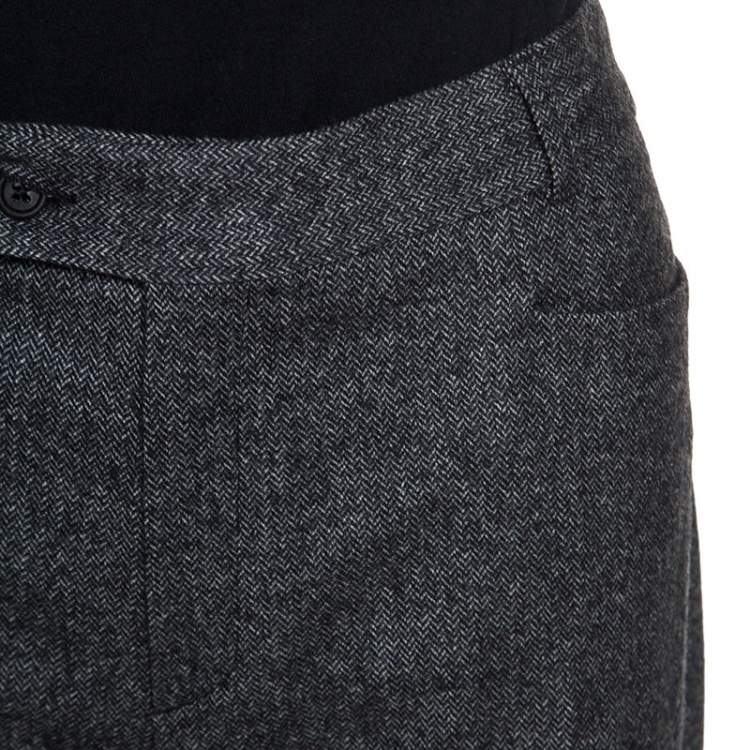 Pre Owned Joseph Grey Herringbone Wool Straight Fit Trousers L