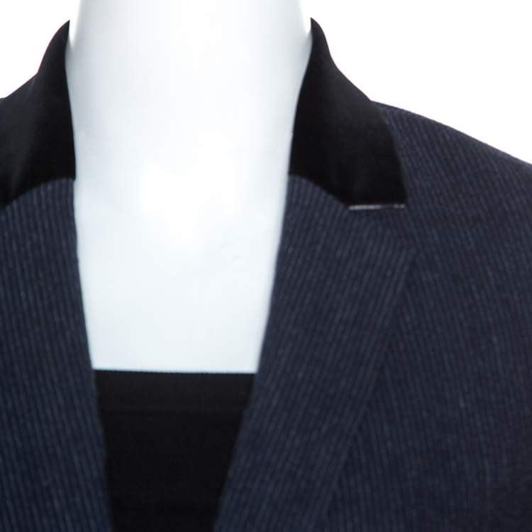 Pre Owned Joseph Navy Blue Wool Prisca Small Stripe Blazer S