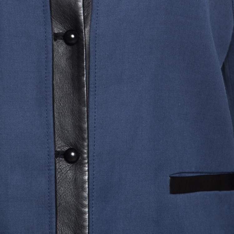 Pre Owned Joseph Bicolor Cotton Leather Trimmed Jacket M