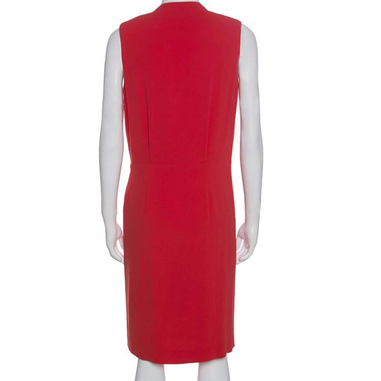 Pre Owned Joseph Red Crepe Pleat Detail Stellina Wrap Dress M