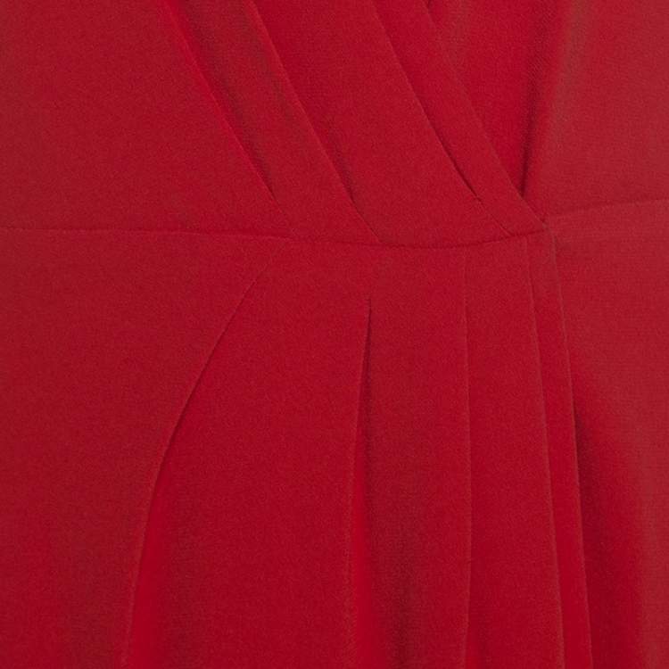 Pre Owned Joseph Red Crepe Pleat Detail Stellina Wrap Dress M