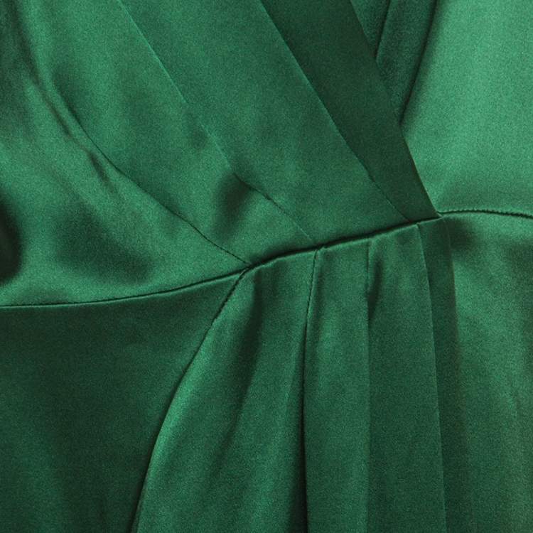 Pre Owned Joseph Green Silk Satin Stellina Wrap Dress L