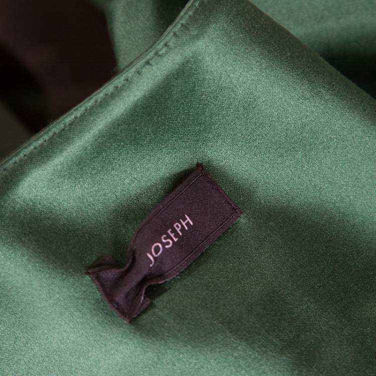 Pre Owned Joseph Green Silk Satin Stellina Wrap Dress L