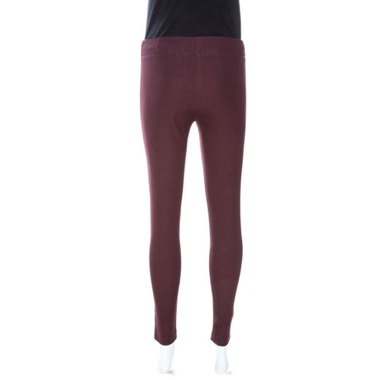 Pre Owned Joseph Burgundy Stretch Gabardine Leggings S