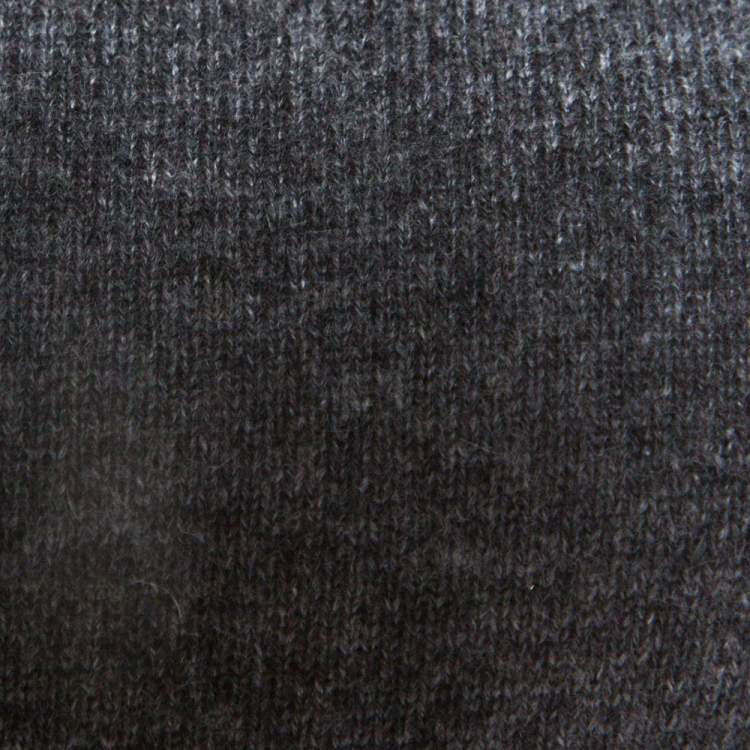 Pre Owned Joseph Grey Cashmere Leather Patch High Neck Tunic Sweater XS