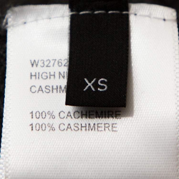 Pre Owned Joseph Grey Cashmere Leather Patch High Neck Tunic Sweater XS