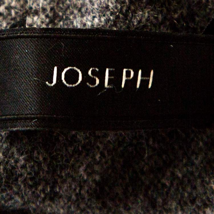 Pre Owned Joseph Grey Cashmere Leather Patch High Neck Tunic Sweater XS