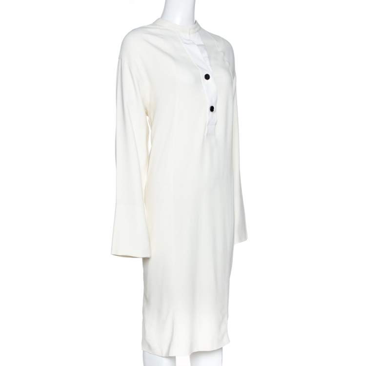 Pre Owned Joseph Off White Viscose Cady Eddie Tunic Dress M