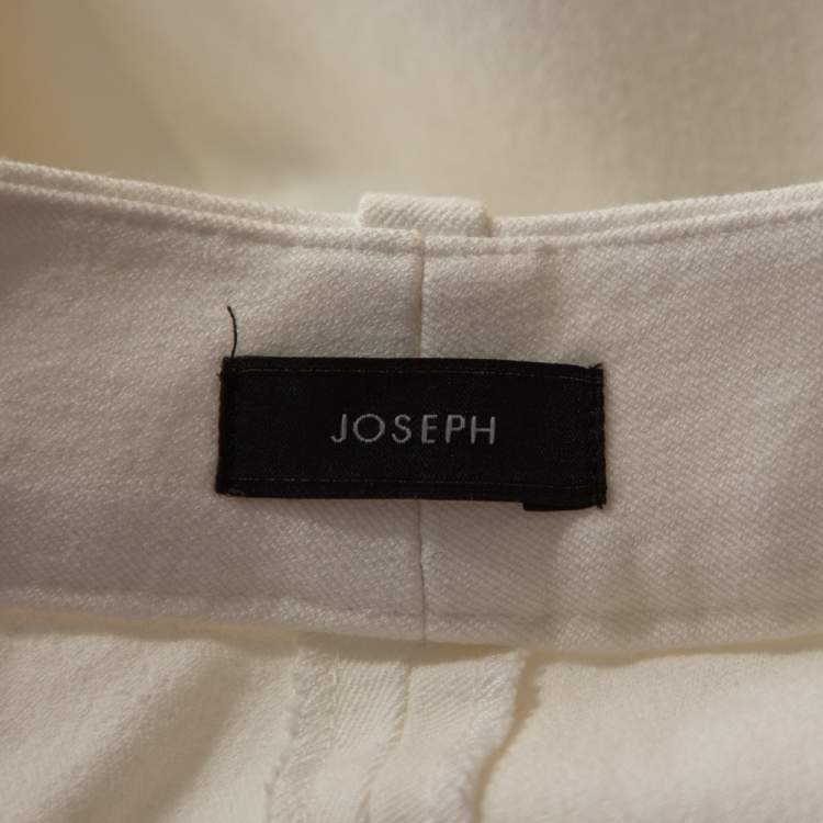 Pre Owned Joseph White Stretch Gabardine Slim Fit New Eliston Trousers L