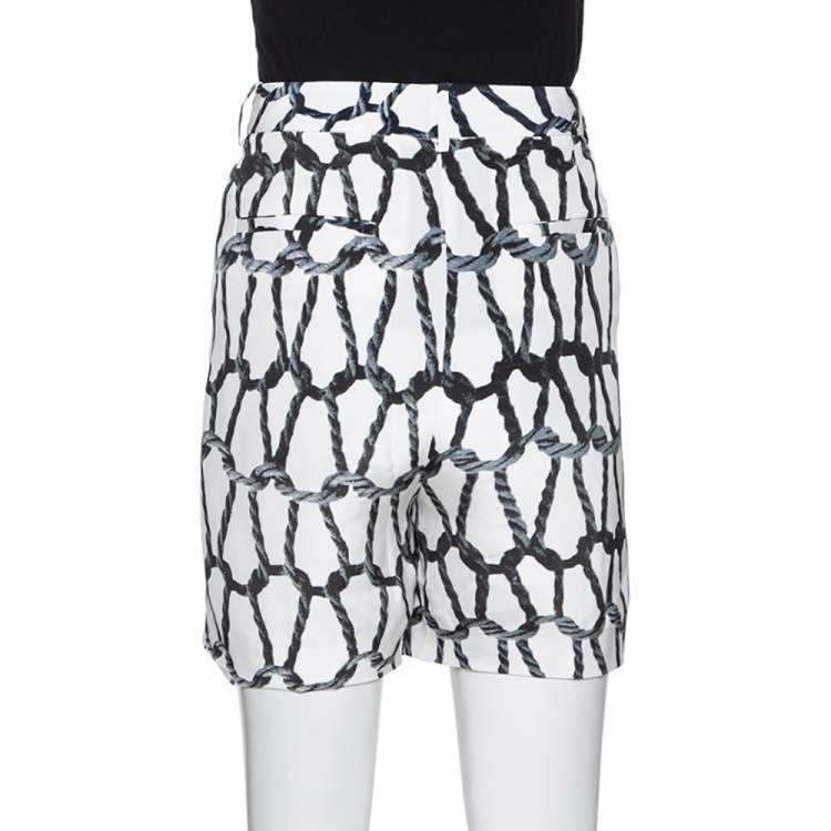 Pre Owned Joseph Monochrome Rope Printed Silk Shorts M 