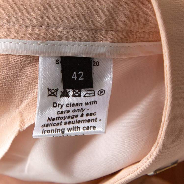 Pre Owned Joseph Pale Pink Matte Silk Chester Wide Leg Trousers L