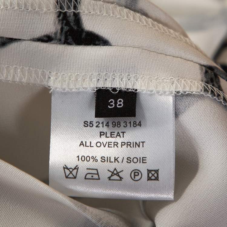 Pre Owned Joseph Monochrome Rope Printed Silk Pleated Skirt M
