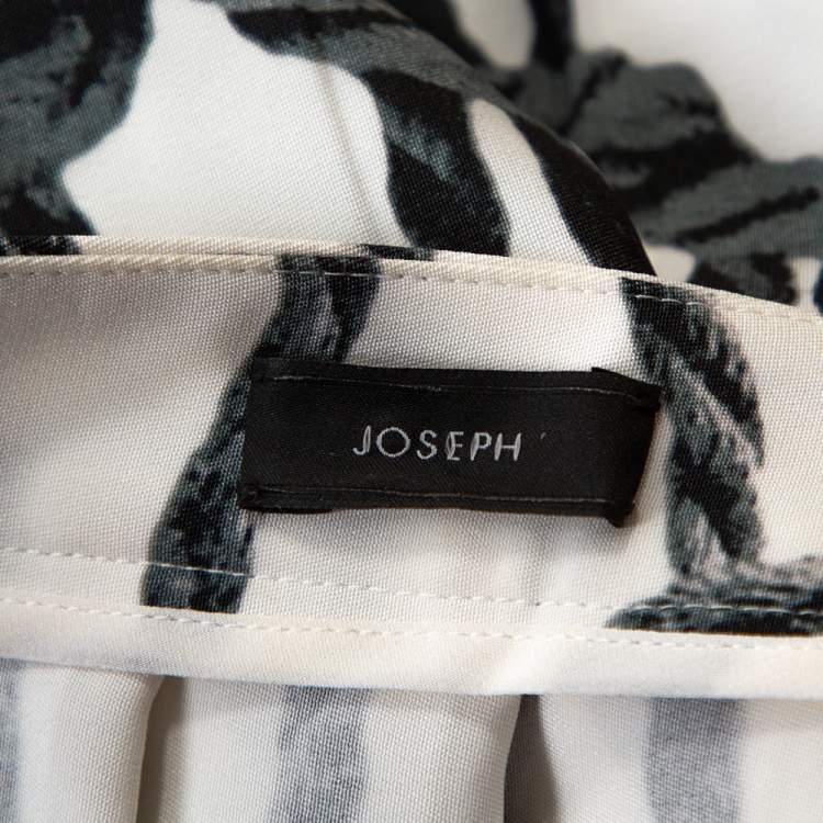 Pre Owned Joseph Monochrome Rope Printed Silk Pleated Skirt M