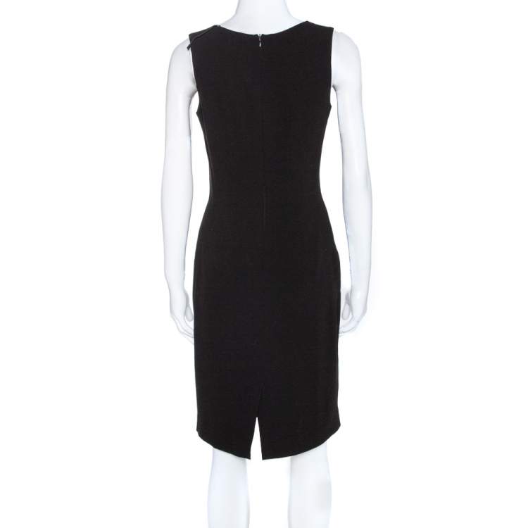 Pre Owned Joseph Black Crepe V Neck Sleeveless Dress M 
