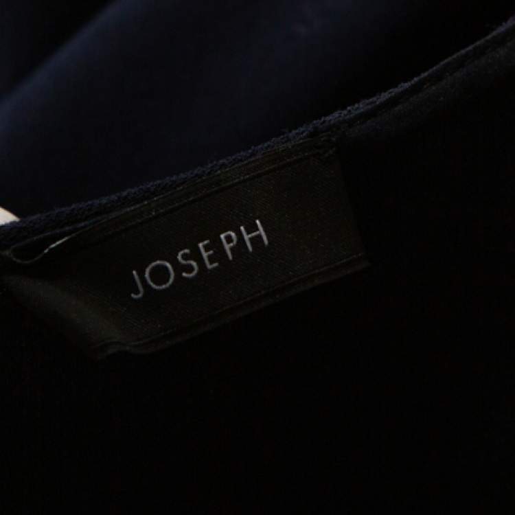 Pre Owned Joseph Navy Blue Crepe Sleeveless Step Button Dress M 
