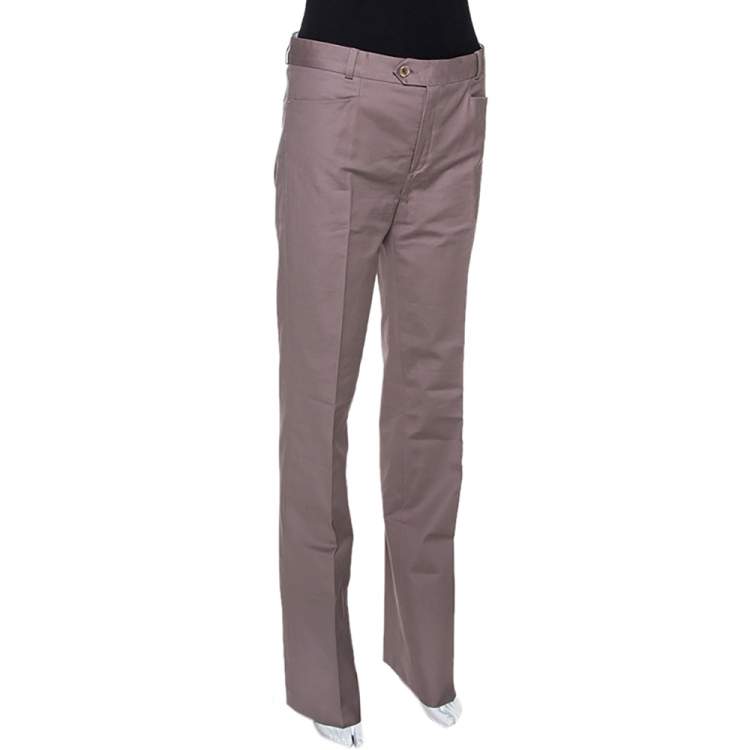 Pre Owned Joseph Taupe Stretch Cotton Straight Leg Pants M