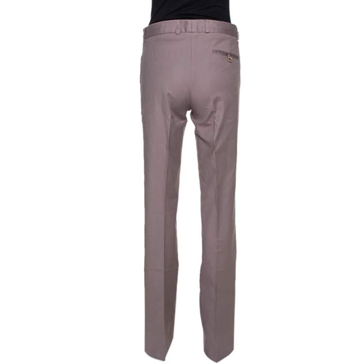 Pre Owned Joseph Taupe Stretch Cotton Straight Leg Pants M
