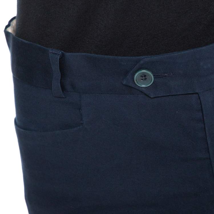 Pre Owned Joseph Navy Blue Stretch Cotton Straight Leg Pants M