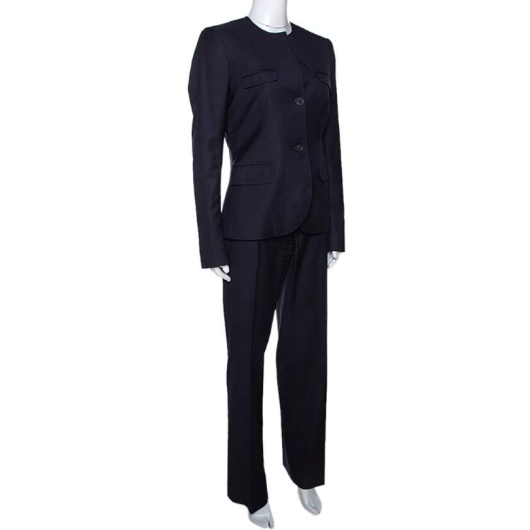 Pre Owned Joseph Black Wool Fizzy Super 100/Rocker Super 100 Pant Suit L