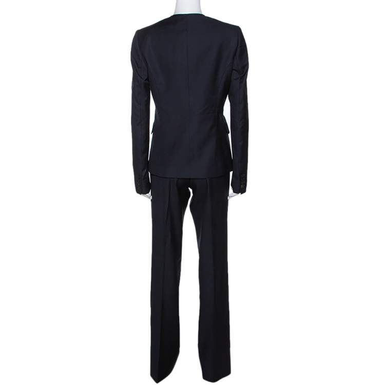 Pre Owned Joseph Black Wool Fizzy Super 100/Rocker Super 100 Pant Suit L