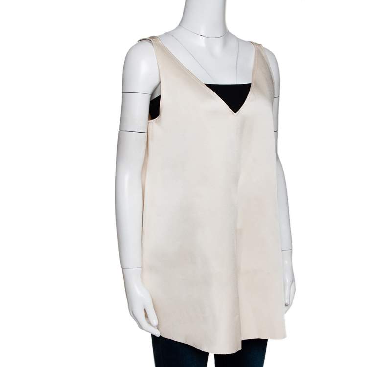 Pre Owned Joseph Cream Double Satin Davis A Line Top M