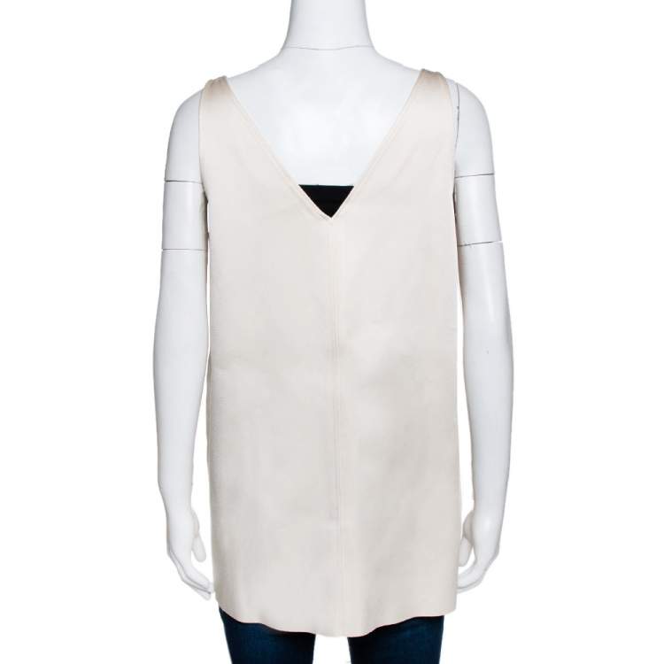 Pre Owned Joseph Cream Double Satin Davis A Line Top M
