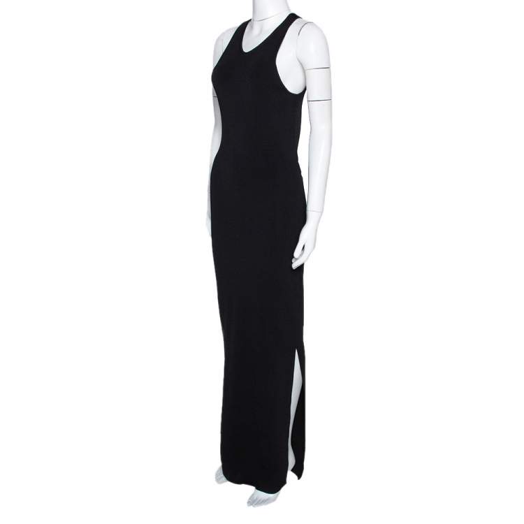 Pre Owned Joseph Black Rib Knit Open Back Fitted Dress S