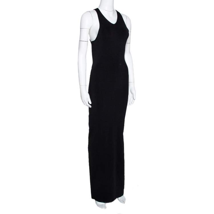 Pre Owned Joseph Black Rib Knit Open Back Fitted Dress S