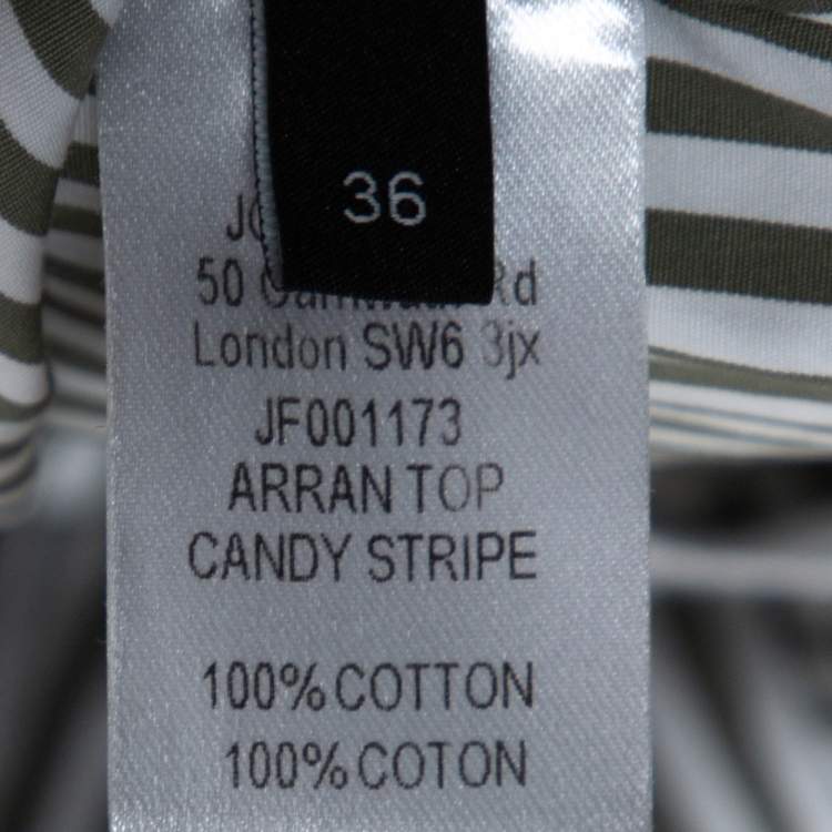 Pre Owned Joseph Sage Green Candy Striped Cotton Arran Wrap Top S