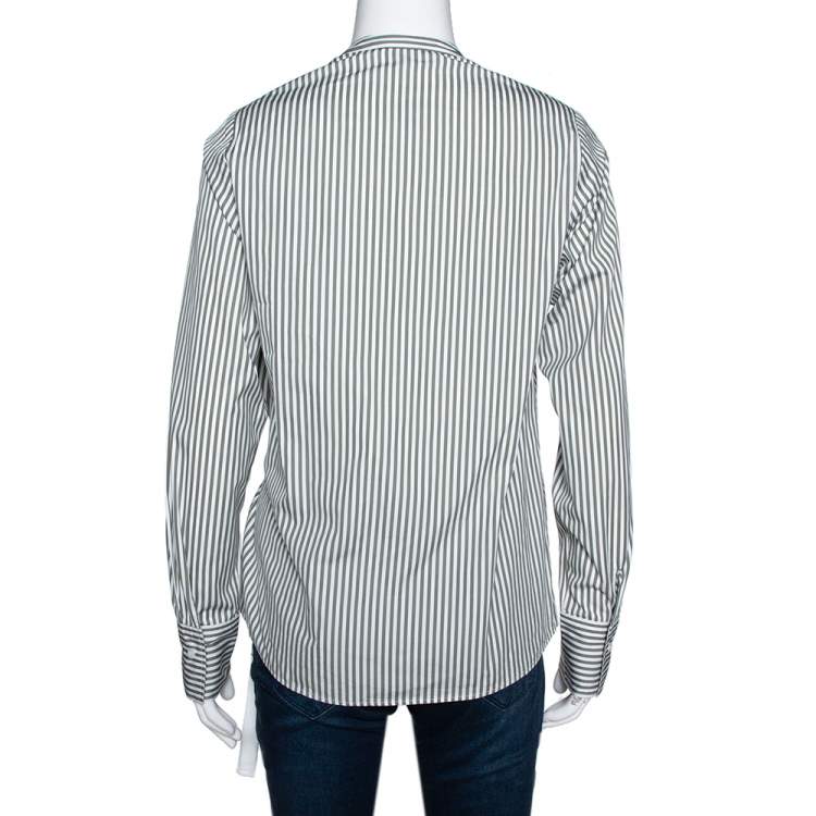 Pre Owned Joseph Sage Green Candy Striped Cotton Arran Wrap Top S