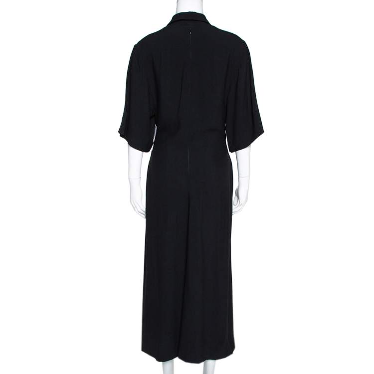 Pre Owned Joseph Black Crepe Zip Front Fletcher Midi Dress M