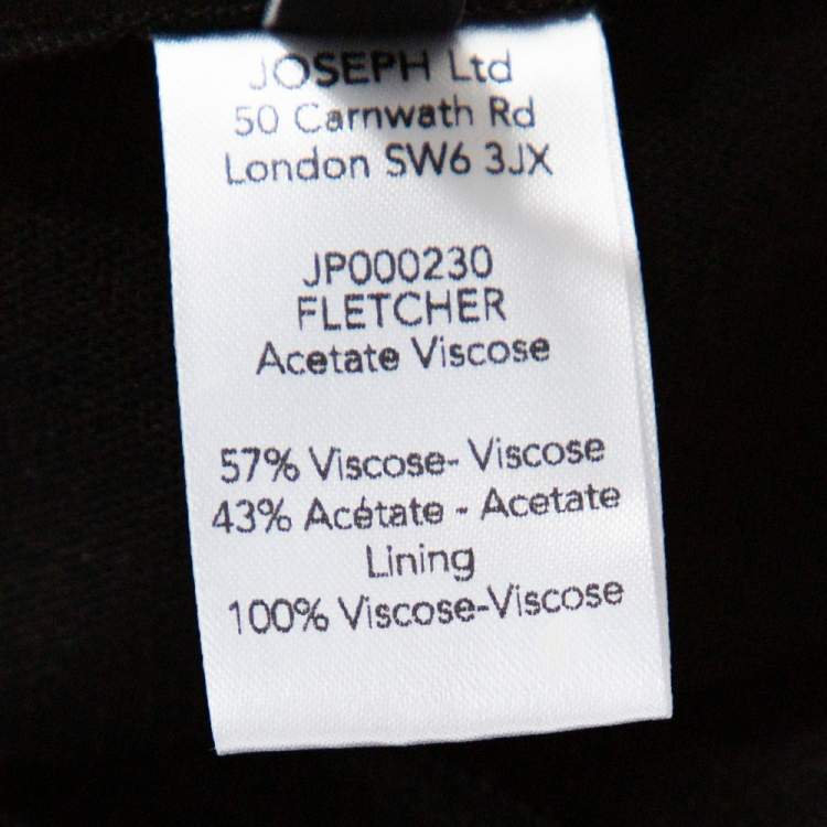 Pre Owned Joseph Black Crepe Zip Front Fletcher Midi Dress M