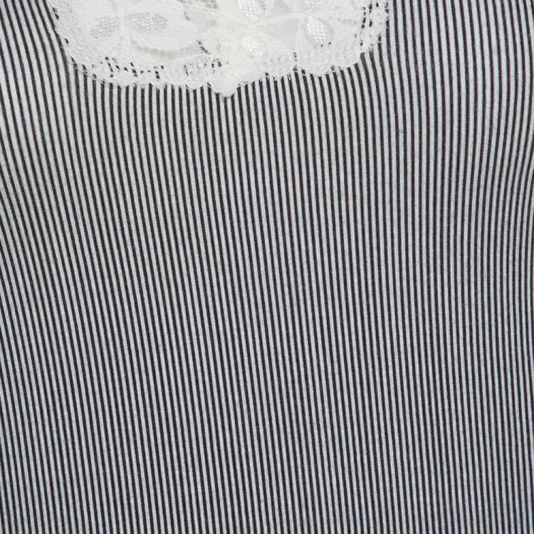 Pre Owned Joseph Monochrome Striped Knit Lace Trim Camisole Top XS