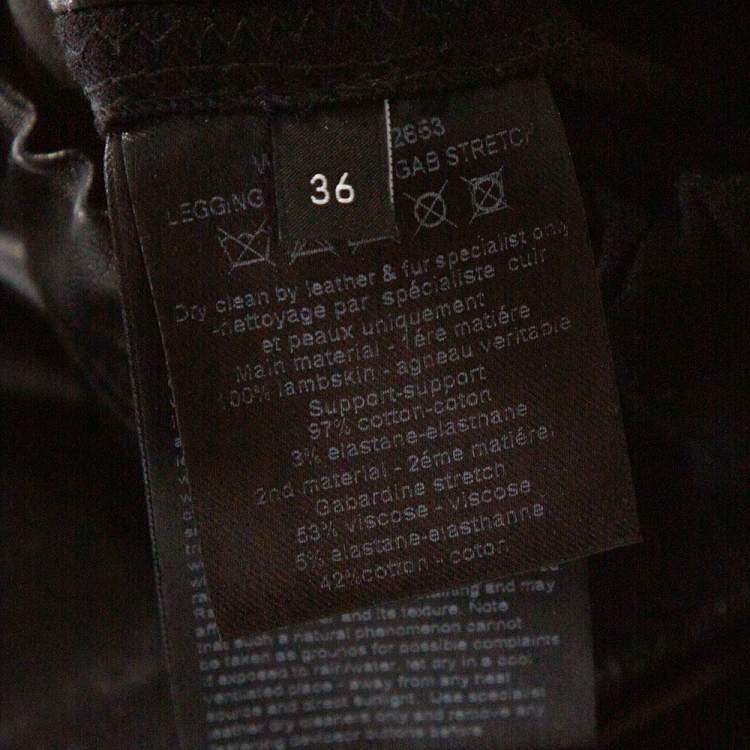Pre Owned Joseph Black Leather & Stretch Gabardine Leggings S