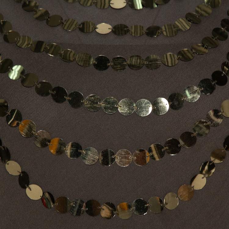 Pre Owned Joseph Olive Green Silk Sequin Embellished Sleeveless Top S