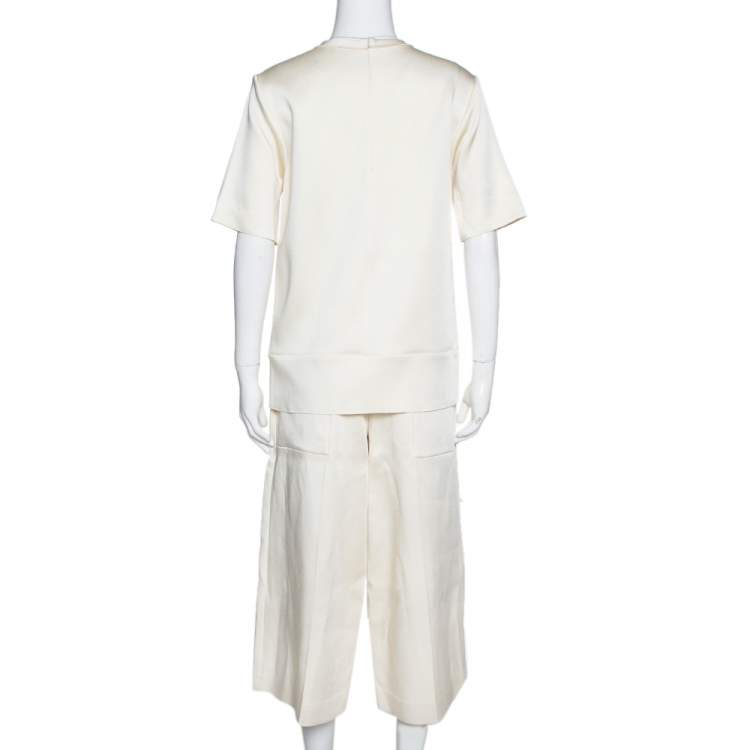 Pre Owned Joseph Cream Double Satin Tai/Ruppert Culottes & Top Set S