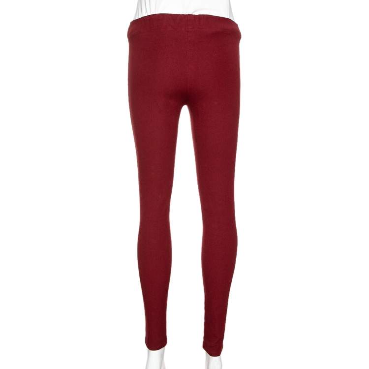 Pre Owned Joseph Burgundy Stretch Gabardine Leggings S
