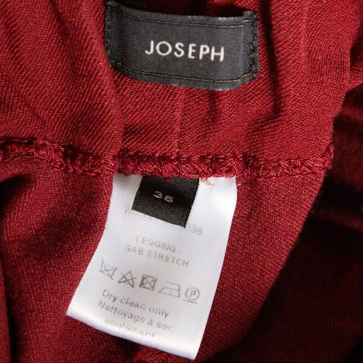 Pre Owned Joseph Burgundy Stretch Gabardine Leggings S