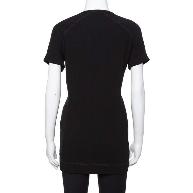 Pre Owned Joseph Black Stretch Crepe Raleigh V-Neck Top M