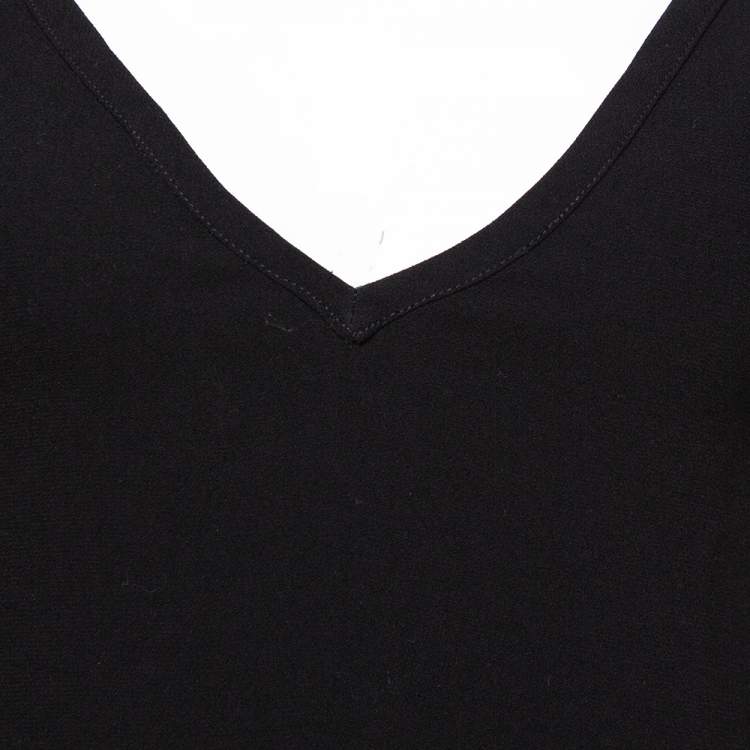 Pre Owned Joseph Black Stretch Crepe Raleigh V-Neck Top M