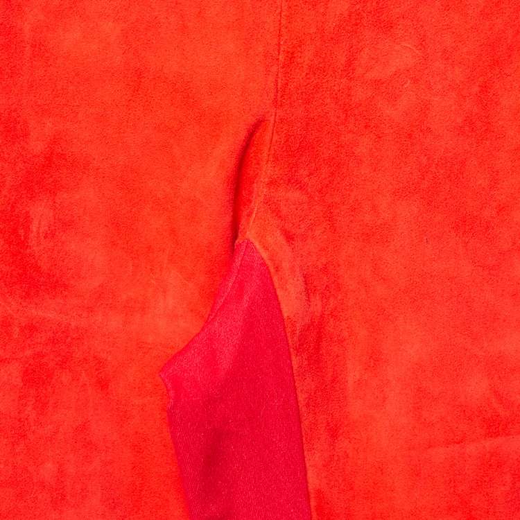 Pre Owned Joseph Red Lambskin & Cotton Stretch Leggings S