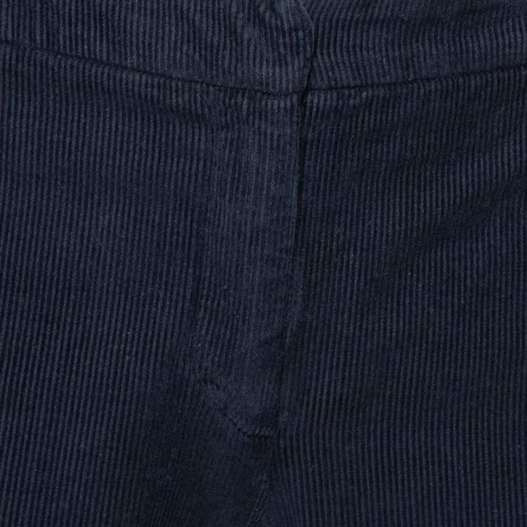 Pre Owned Joseph Midnight Blue Corduroy Straight Leg High Waist Trousers S