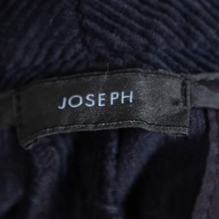 Pre Owned Joseph Midnight Blue Corduroy Straight Leg High Waist Trousers S