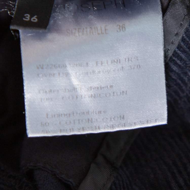 Pre Owned Joseph Midnight Blue Corduroy Straight Leg High Waist Trousers S