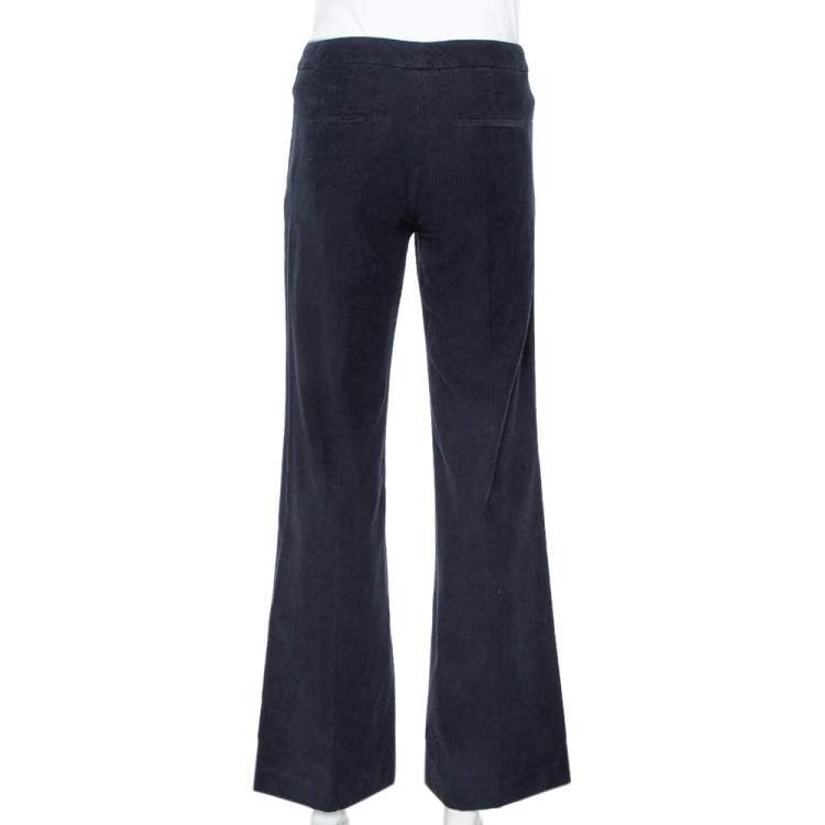 Pre Owned Joseph Midnight Blue Corduroy Straight Leg High Waist Trousers S