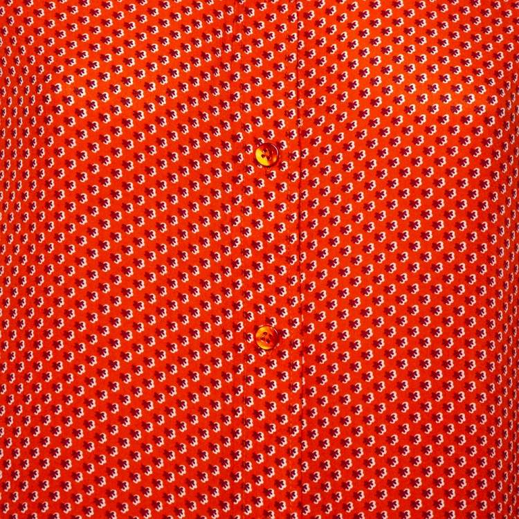 Pre Owned Joseph Orange Printed Silk Long Sleeve Button Front Shirt S